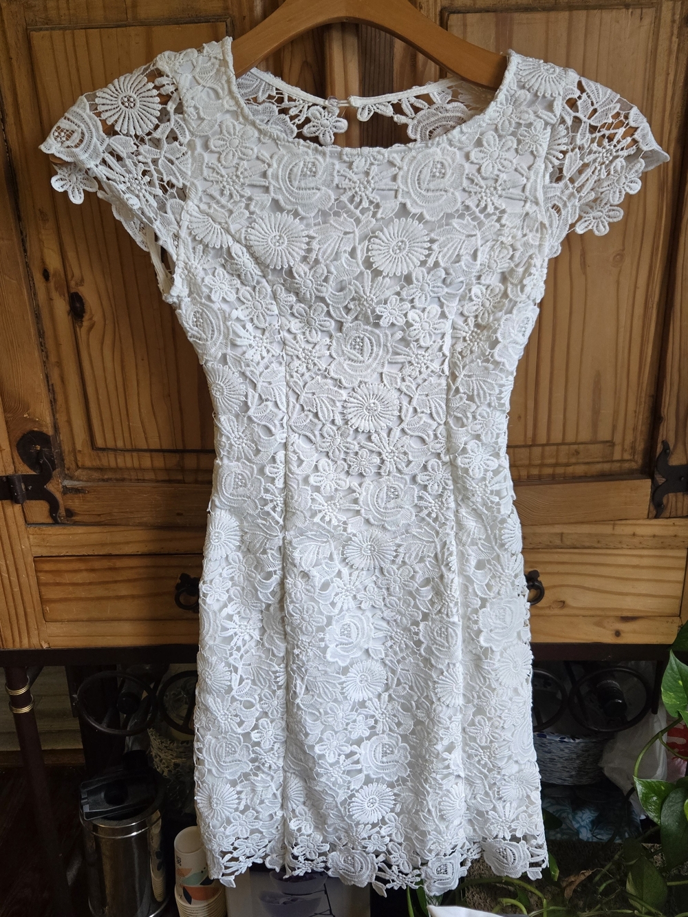 Lulu's White Floral Lace Cap Sleeve Mini Dress